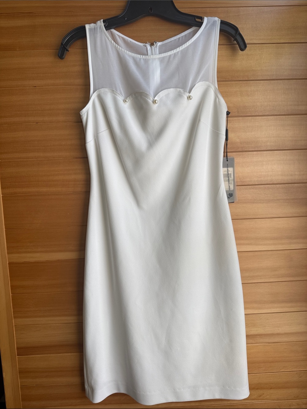 Karl Lagerfeld White Sleeveless Mini Dress with Sheer Yoke